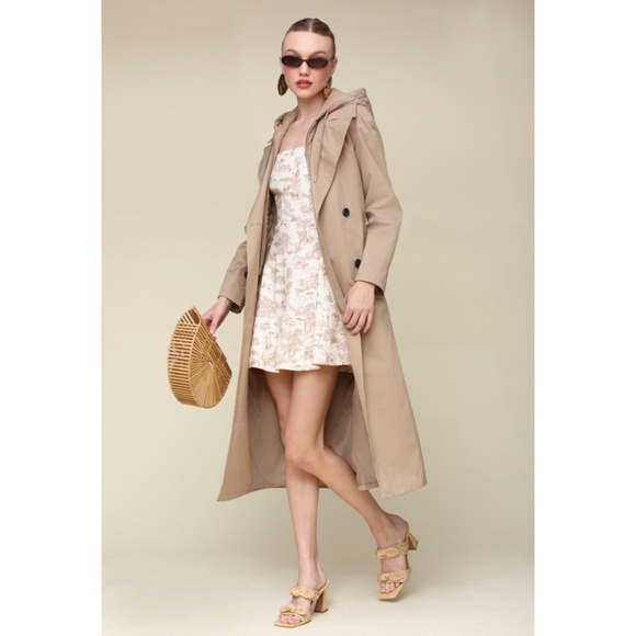 Avec Les Filles Jackets & Blazers - New Avec Les Filles Cotton Nylon Hoodie Trench Coat Khaki XS